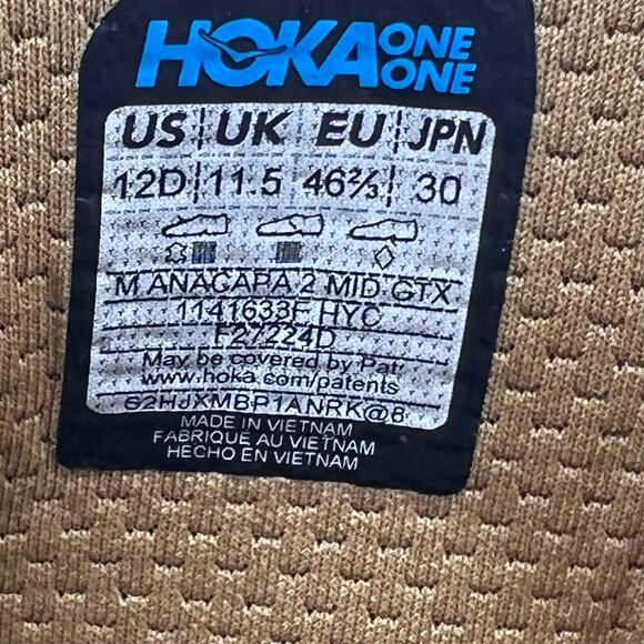 Hoka One One Shoes Mens 12 Anacapa 2 Mid GTX Gore-Tex Hiking Brown main image 5